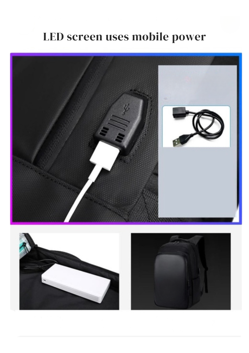 LED Display Smart Backpack – 15.6" Laptop, DIY Animation & App Control