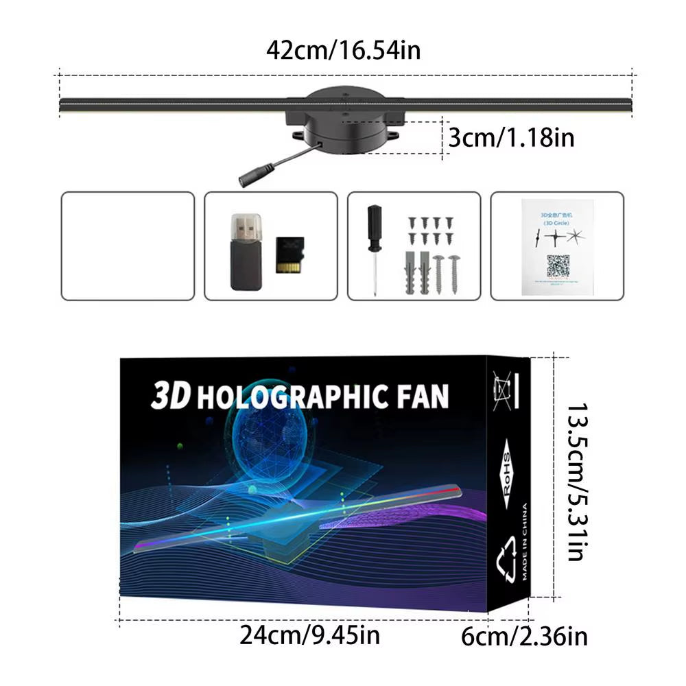 3D Holographic LED Fan Projector – Ultra-Realistic Floating Display (16.5")