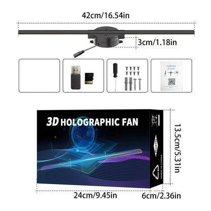 3D Holographic LED Fan Projector – Ultra-Realistic Floating Display (16.5")